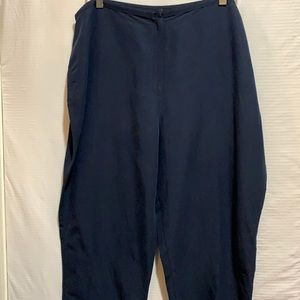 ALIA NAVY CROPPED PANT SZ 18 POLY/FLAX ZIP FRONT